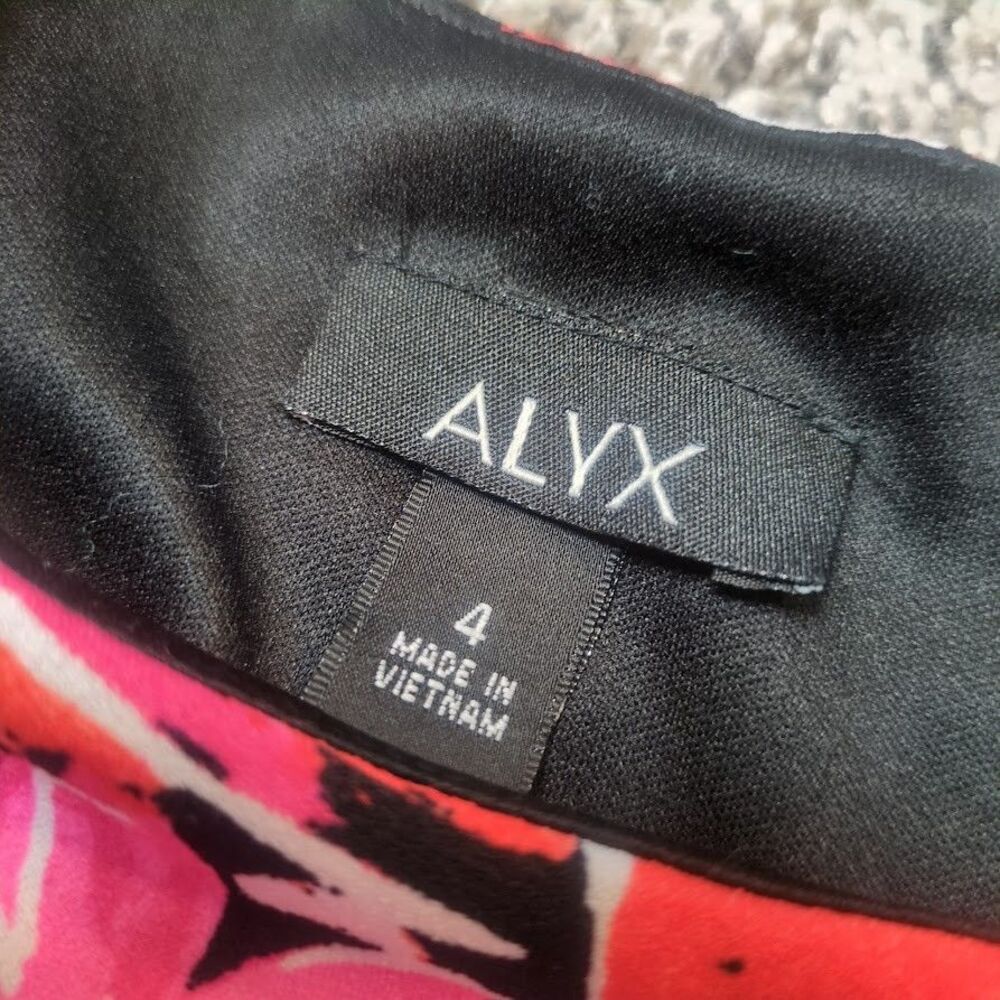 ALYX Women's 4 RED PINK ORANGE BLACK Floral dress A-Line Sleeveless - Picture 2 of 8